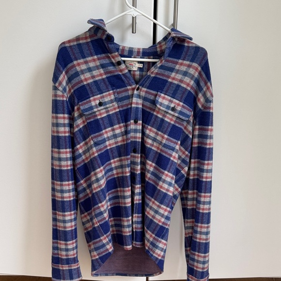 Faherty Navy and Red Plaid Button-Down Shirt - Picture 3 of 4